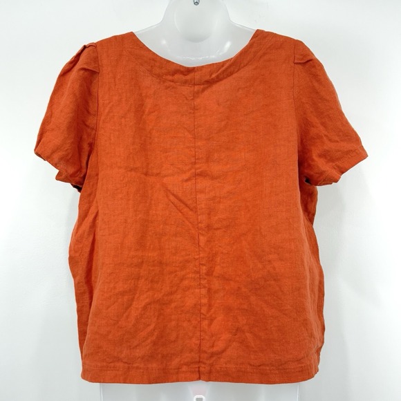 The Maybe Collection Top Women's XL Burnt Orange 100%‎ Linen Lagenlook Boxy - Picture 10 of 11